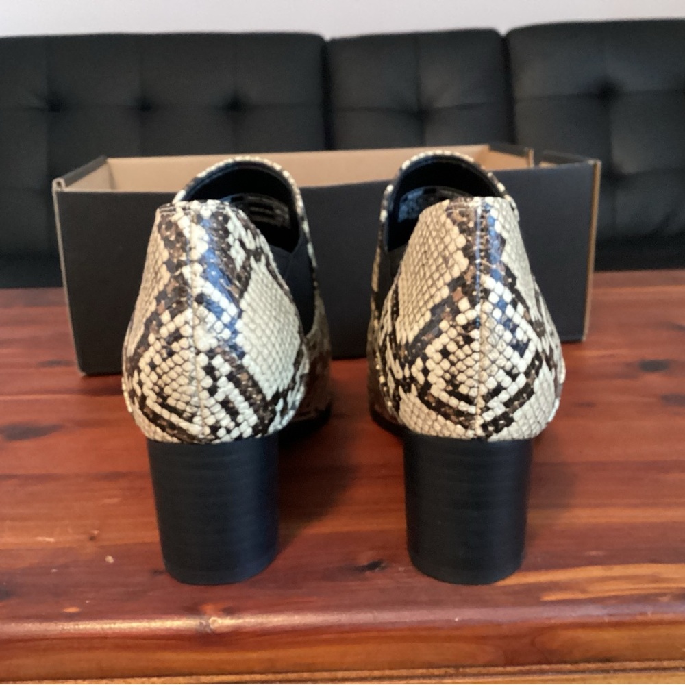 Vionic Snake-Print Ankle Booties in Cream and Black - Picture 4 of 7